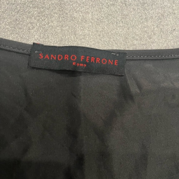 [M]Sandro Ferrone Rome Elegant Black Long Sleeve Deep V Pleated Mini Dress Bow - Picture 3 of 8